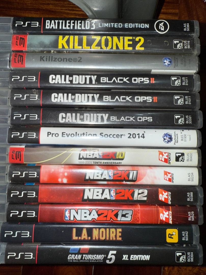 PS3 Games (Category: PlayStation) located in Mandaluyong City. Submitted by jermainew28 (Listing ID 1460106316, Image 1). Description: Battlefield 3 CIB- P150 Killzone 2 no manual- P125 Killzone 2 Platinum hits CIB- P150 Call of Duty Black ops 2 CIB- P150 Call of Duty Black ops 2 no manual-P125 Call of Duty Black ops CIB- 150 PES 2014 CIB- P100 NBA 2K10 no manual- P100 NBA 2K11 CIB- P100 NBA 2K12 no manual- P100 NBA 2K13 CIB- P100 LA Noire CIB- P