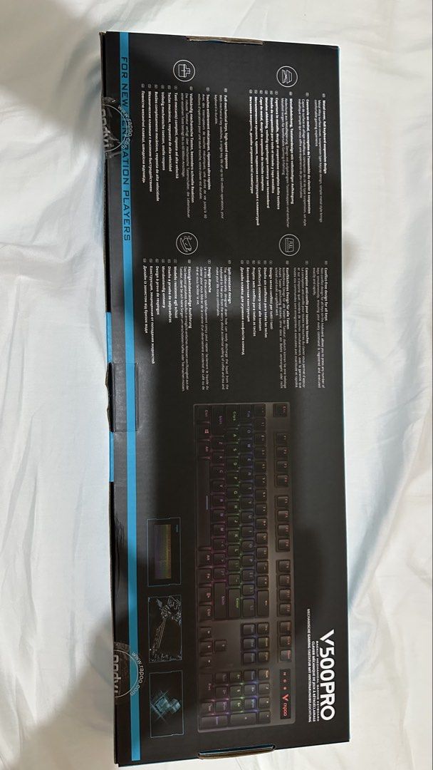 Rapoo V500PRO Mechanical Gaming Keyboard (Blue Switch Edition) (Category: Computer Keyboard) located in Manila. Submitted by zo.ignacio (Listing ID 1460288105, Image 3). Description: Brand new, unopened, and factory-sealed in its original box. Perfect for gaming, office work, or casual typing. Key Features: Mechanical Blue Switches: Tactile feedback with a satisfying clicky response, rated for up to 50 million keypresses. Full-Sized Layout: Inclu