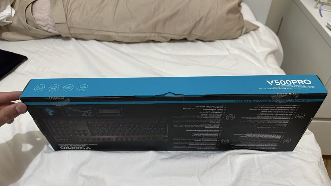 Rapoo V500PRO Mechanical Gaming Keyboard (Blue Switch Edition) (Category: Computer Keyboard) located in Manila. Submitted by zo.ignacio (Listing ID 1460288105, Image 2). Description: Brand new, unopened, and factory-sealed in its original box. Perfect for gaming, office work, or casual typing. Key Features: Mechanical Blue Switches: Tactile feedback with a satisfying clicky response, rated for up to 50 million keypresses. Full-Sized Layout: Inclu
