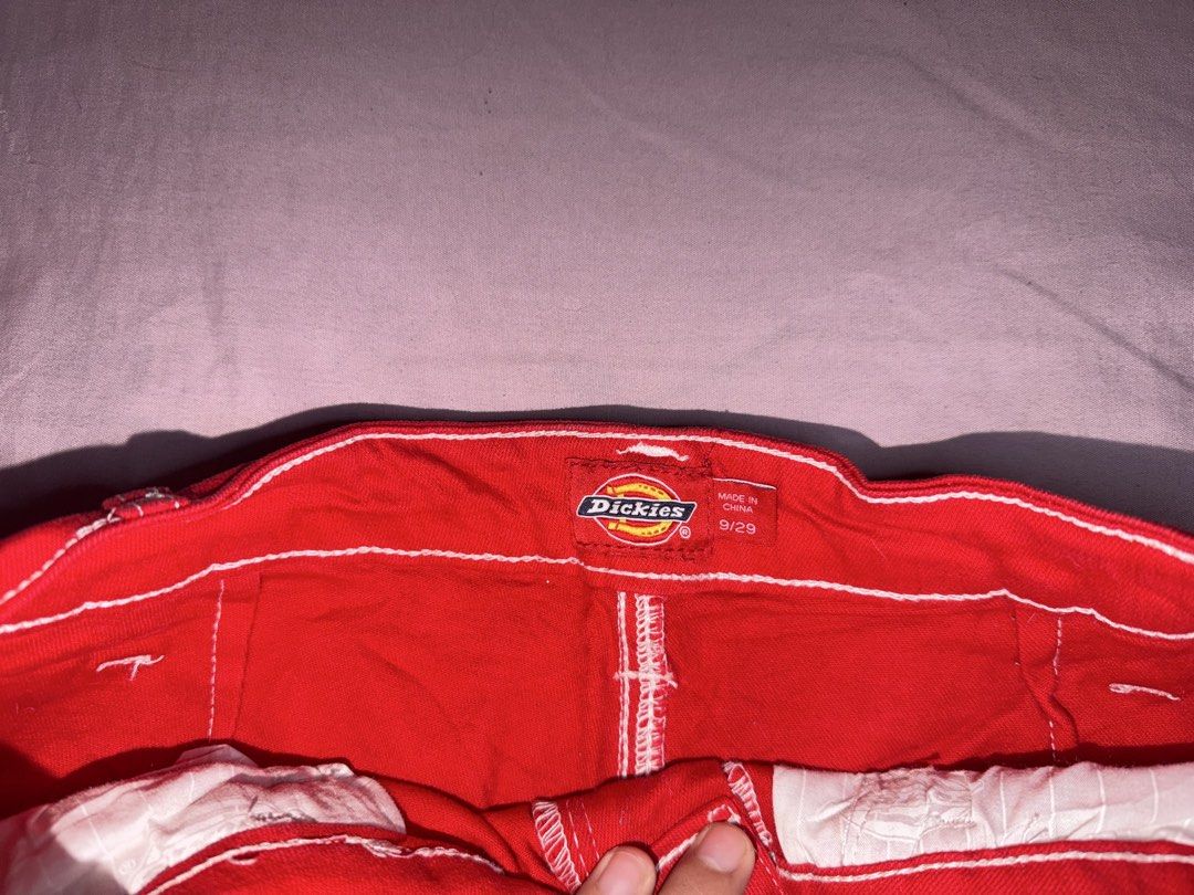 Red Dickies Shorts Size 9/29 (Category: Shorts) located in Manila. Submitted by maureenn10 (Listing ID 1460137235, Image 3). Description: - Cute red Dickies shorts - White contrast stitching throughout - Classic workwear style - Great for summer - Size: 9/29 - Made in China.
