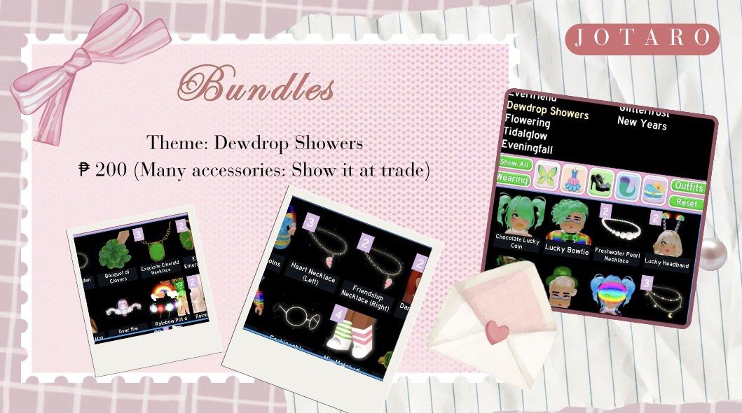 Rh seasonal accessories (Category: Others) located in Jaen. Submitted by ch1kiia (Listing ID 1460149712, Image 2). Description: haii ! ᵔ ᵕ ᵔ { 💞 } : For royale high { 🤍 } : For canva editing { 🩵 } : For bloxburg ♡ Gcash only ♡ Please don’t expect me to respond right away since i have an outside life and might be sleeping. However, if the payment is sent- i will prioritize your item. ♡ If you’re having doubts, please don’t hesitate to reach me 
