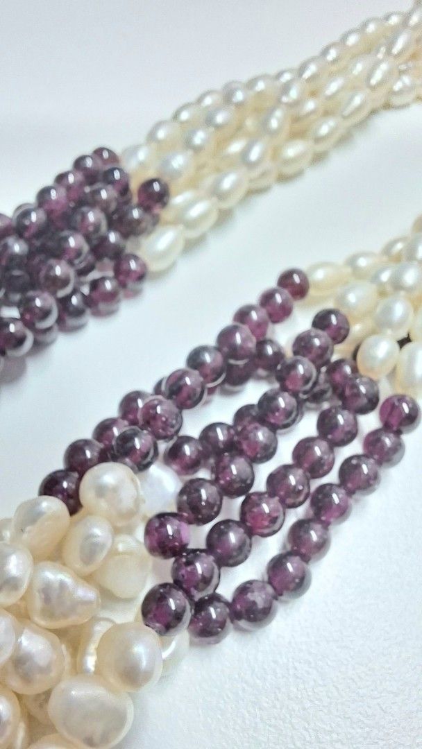 Rice Multi Strand Necklace withe Deep Purple Stones (Category: Necklaces) located in Makati City. Submitted by archaic532shop (Listing ID 1460237897, Image 1). Description: ■Approximate Dimensions L-63 cm IMPORTANT NOTES: • Clients with OFFERS will be prioritized. • Selling in “As Is “condition (no warranty or guarantees) Accept all flaws before and after purchase. No returns. No exchange of items. • All items are pre-owned unless declared New • 