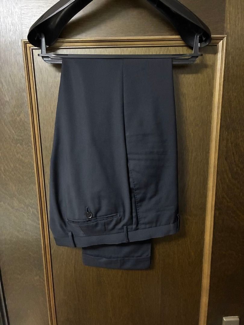 Ring Jacket Navy Blue Suit Jacket and Trousers (Category: Coats, Jackets and Outerwear) located in Manila. Submitted by mjcyuu (Listing ID 1460155161, Image 3). Description: Ring Jacket suit, tagged size 46, crafted from dark navy pure wool cloth. The jacket features a three-button front with a softly rolled lapel, AMF stitching, functional four-button cuffs, genuine matte buffalo-horn buttons, and an unlined construction. Set is in very good wea