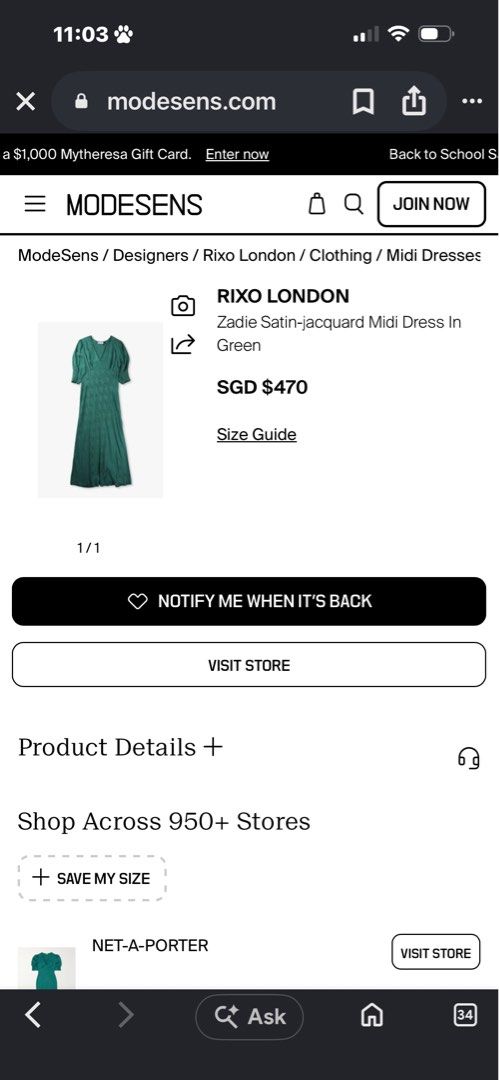 RIXO (Category: Dresses) located in Singapore. Submitted by twinkles0318 (Listing ID 1460175335, Image 7). Description: .