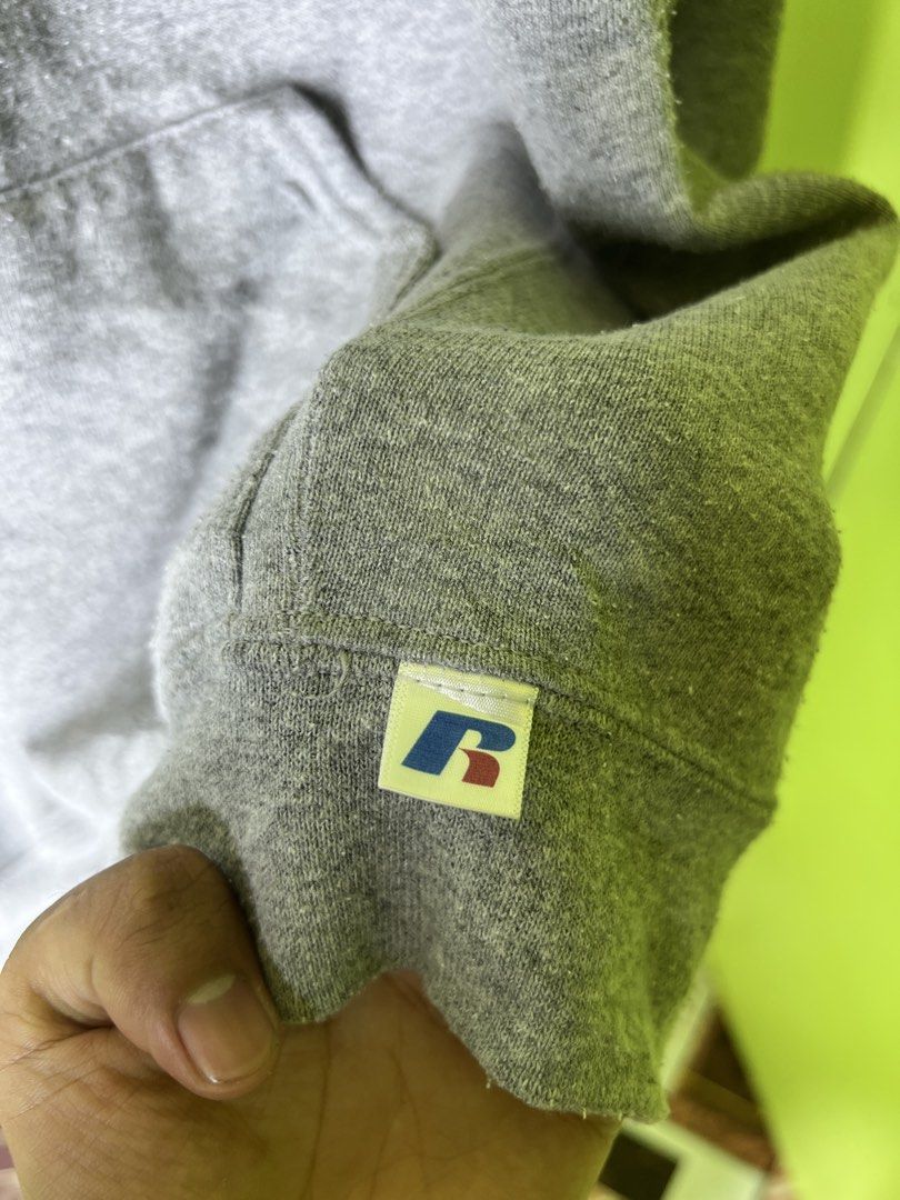 Russell Athletic Pullover Hoodie (Category: Hoodies) located in Labangan. Submitted by thriftaphistofficial (Listing ID 1460234551, Image 3). Description: Size: M on tag Dimes: Condition: Excellent Issue: Dot stain Color rate: 10/10.
