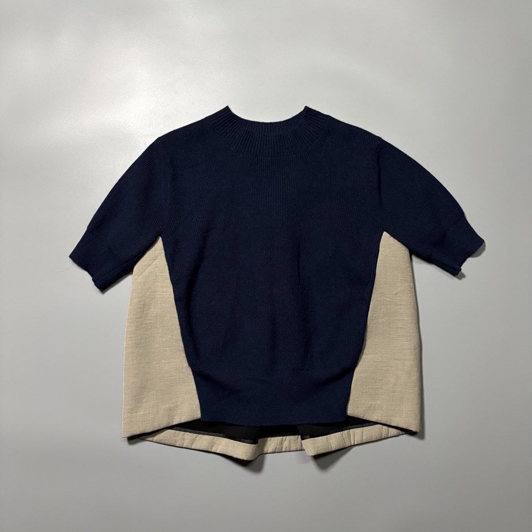 Sacai Navy & Beige Suiting Mix Blouses Knitted (Category: Luxury Apparel) located in Tayabas. Submitted by tayabaskartell (Listing ID 1460192716, Image 1). Description: .