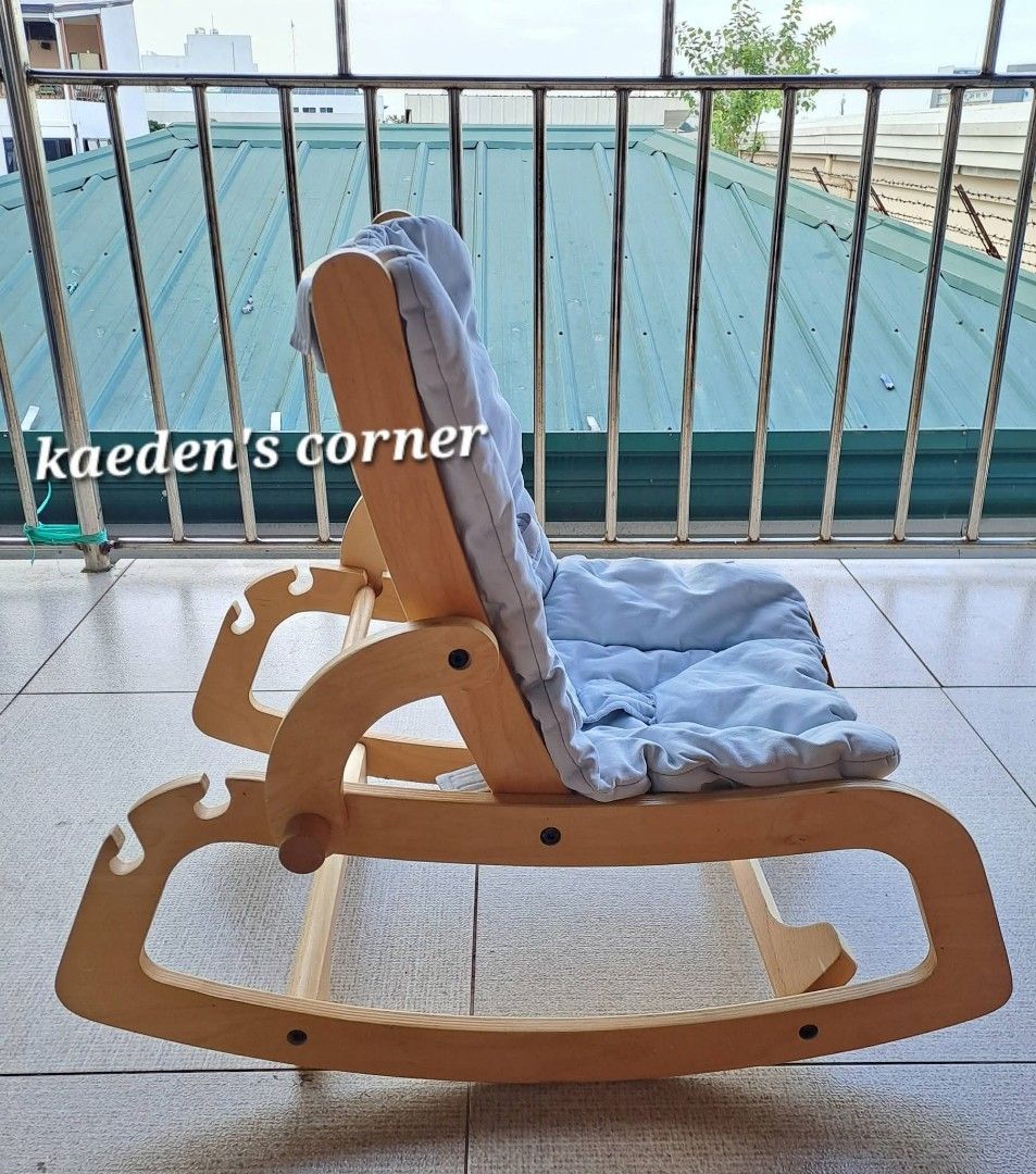 Sagepole Organic Wooden Rocker (Category: Infant Playtime) located in Cebu City. Submitted by kaedenscebu (Listing ID 1460161106, Image 3). Description: Sagepole Organic Wooden rocker ▪︎Age suitable : Newborn upto 7yrs old ▪︎Newborn bouncer to toddler chair ▪︎Ergonomic design ▪︎Multi position recline ▪︎Detachable padded cushion ▪︎Adjustable seatbelt ▪︎Made from natural birch wood ▪︎Design for comfort stability ▪︎Rare color ▪︎Srp 11k preloved in g