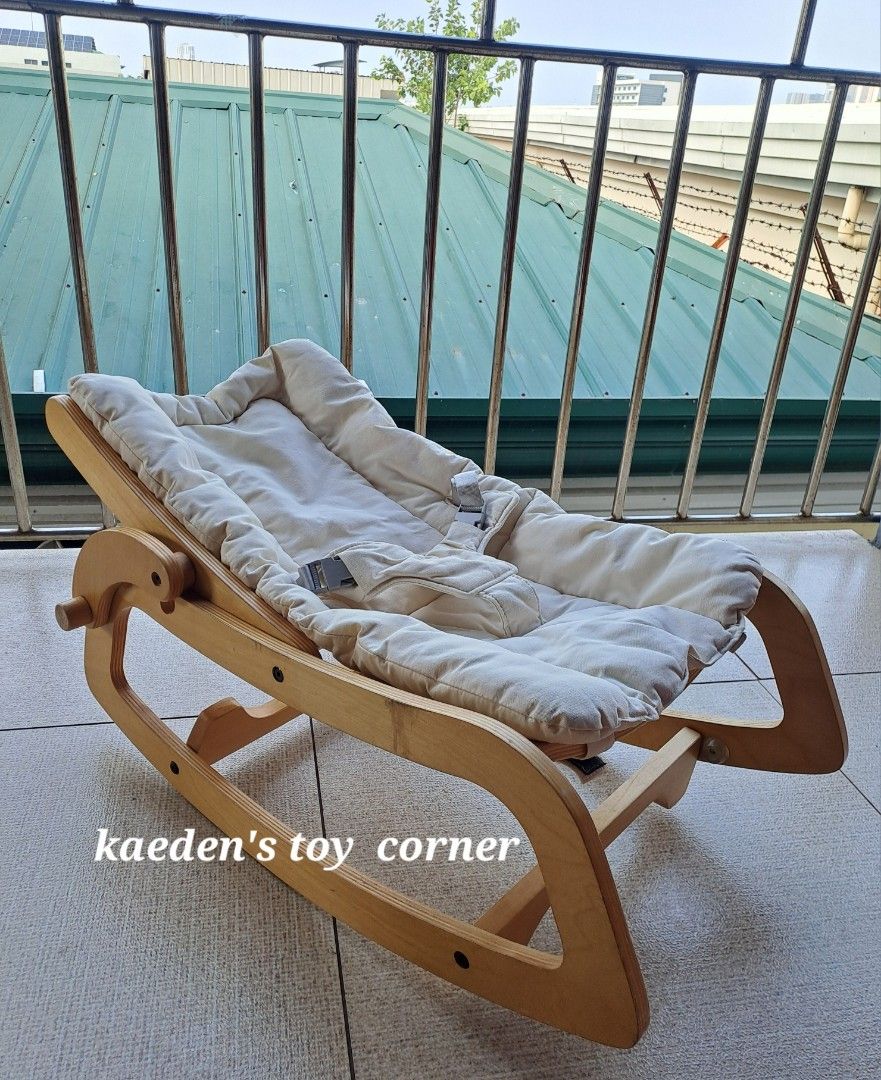Sagepole wooden rocker (Category: Infant Playtime) located in Cebu City. Submitted by kaedenscebu (Listing ID 1460144609, Image 2). Description: Sagepole Organic Wooden Bouncer ▪︎Age suitable : Newborn upto 7yrs old ▪︎Newborn bouncer to toddler chair ▪︎Ergonomic design ▪︎Multi position recline ▪︎Detachable padded cushion ▪︎Adjustable seatbelt ▪︎Made from natural birch wood ▪︎Design for comfort stability ▪︎Rare color ▪︎Srp 11k preloved in good con