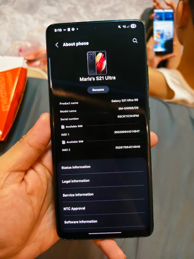 Samsung galaxy s21 ultra 5g (Category: Samsung) located in Manila. Submitted by yhinyhang (Listing ID 1454537677, Image 1). Description: SAMSUNG GALAXY S21 ULTRA 5g Minor issue, 1yr mahigit na ganyan not affected perf as in 12gbram 256gbrom X100 zoom, for moonportrait Display: 6.8-inch Dynamic AMOLED 2X, Curved Quad HD+, 120Hz adaptive refresh rate, 1,500 nits peak brightness. ​Processor: Exynos 2100 ​Rear Cameras: 108MP main (OIS), 12MP ultra-wi