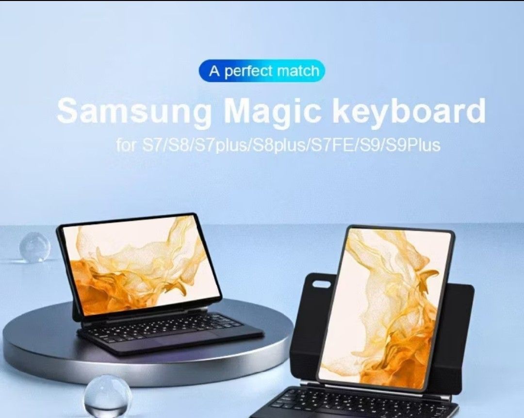 Samsung Tablet Magnetic Keyboard Case (Category: Cases & Sleeves) located in Dipolog. Submitted by strawbparfait (Listing ID 1460183002, Image 3). Description: - Fits S9/S9 fe/S10 lite/S10 fe - only opened once, unused - comes with charger cable - originally bought from S/H for 2650 RFS: wrong size MOP: GCash (NO COD) MOD: LALAMOVE, J&T, LBC .