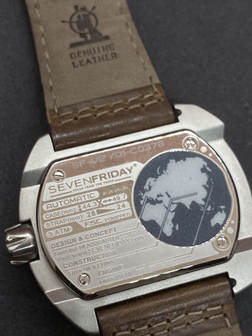 SevenFriday V-Series V2/01 “Boiler” (Category: Luxury Watches) located in Caloocan City. Submitted by showawatchesph (Listing ID 1460235838, Image 3). Description: Caliber: Miyota 82S7 (Japanese automatic movement) Case Code: C0376 Date : September 2015 The SevenFriday V-series V2/01 departs from traditional hands, utilizing a multi-layered dial with a copper and brass “additioner” disc system that creates a highly technical, unique way of displa