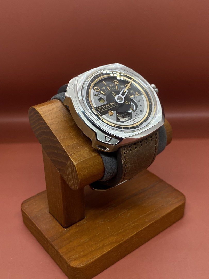 SevenFriday V-Series V2/01 “Boiler” (Category: Luxury Watches) located in Caloocan City. Submitted by showawatchesph (Listing ID 1460235838, Image 1). Description: Caliber: Miyota 82S7 (Japanese automatic movement) Case Code: C0376 Date : September 2015 The SevenFriday V-series V2/01 departs from traditional hands, utilizing a multi-layered dial with a copper and brass “additioner” disc system that creates a highly technical, unique way of displa