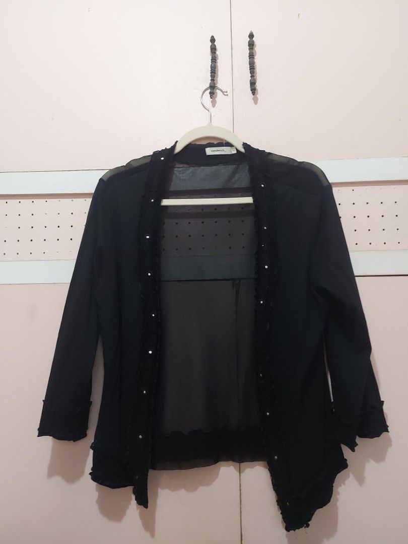 Sheer-back Embellished Cardigan (Category: Coats, Jackets and Outerwear) located in Paranaque City. Submitted by peppita (Listing ID 1460117527, Image 1). Description: Great light cardigan for dressier ocassions Bought from Rustans Zara Mango Stradivarius .