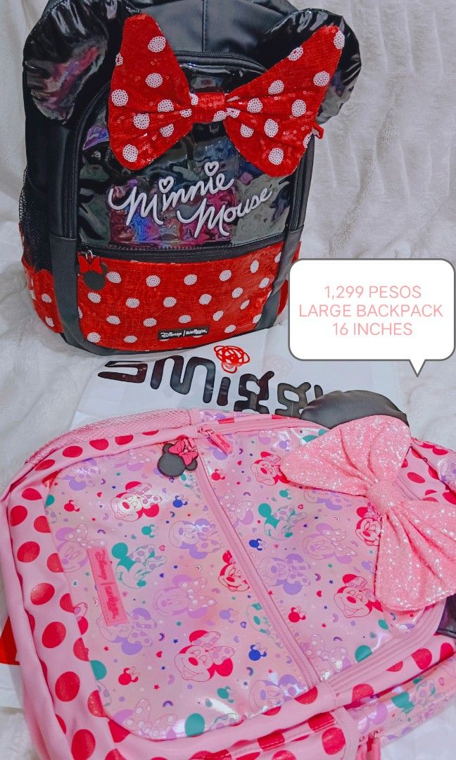 SMIGGLE MINNIE MOUSE BACKPACK (Category: Babies & Kids Fashion) located in Manila. Submitted by masterlei (Listing ID 1460111436, Image 1). Description: ALL BRANDNEW WITH TAG AUTHENTIC S MIGGLE BACKPACK 1299 PESOS EACH.