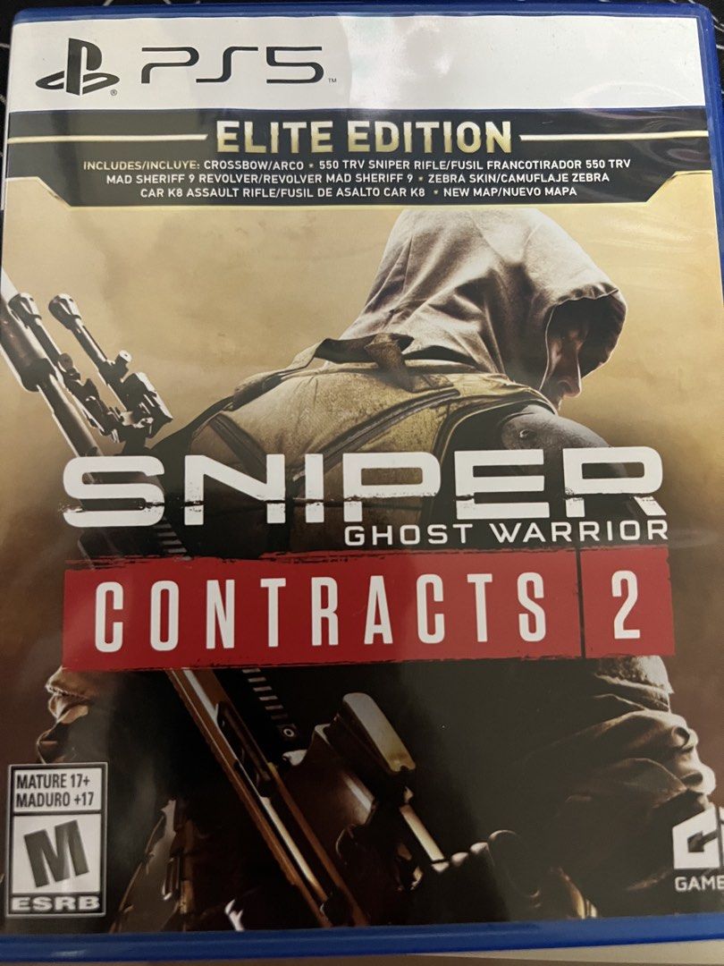 Sniper Contracts 2 Elite Edition for PS5 (Category: PlayStation) located in Paranaque City. Submitted by justincosi (Listing ID 1460191917, Image 1). Description: - Sniper Ghost Warrior Contracts 2 Elite Edition for PS5 - Includes Crossbow/Assault 550 TRV Sniper Rifle - Includes FUSIL FRANCOTIRADOR 550 TRV - Includes Mad Sheriff 9 Revolver - Includes Mad Sheriff 9 Zebra Skin - Includes Camuflaje Zebra K8 Assault Rifle - Includes Nuevo Map - Matur