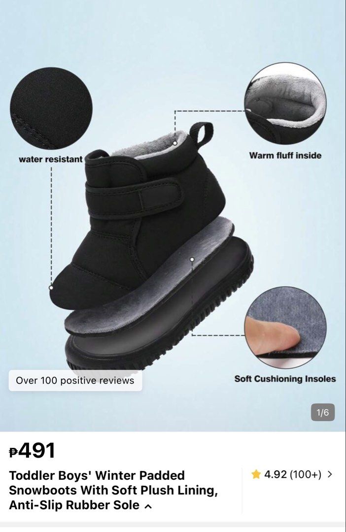Snow boots (Category: Babies & Kids Fashion) located in Paranaque City. Submitted by therosiescatalogue (Listing ID 1460280701, Image 2). Description: Euro 23 approx 15cm Used once Navy blue .