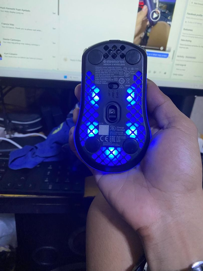 SteelSeries Aerox 3 (Category: Mouse & Mousepads) located in Quezon City. Submitted by shopnimark (Listing ID 1460209761, Image 3). Description: Lost dongle all working no issue at performance can switch light trough apps.