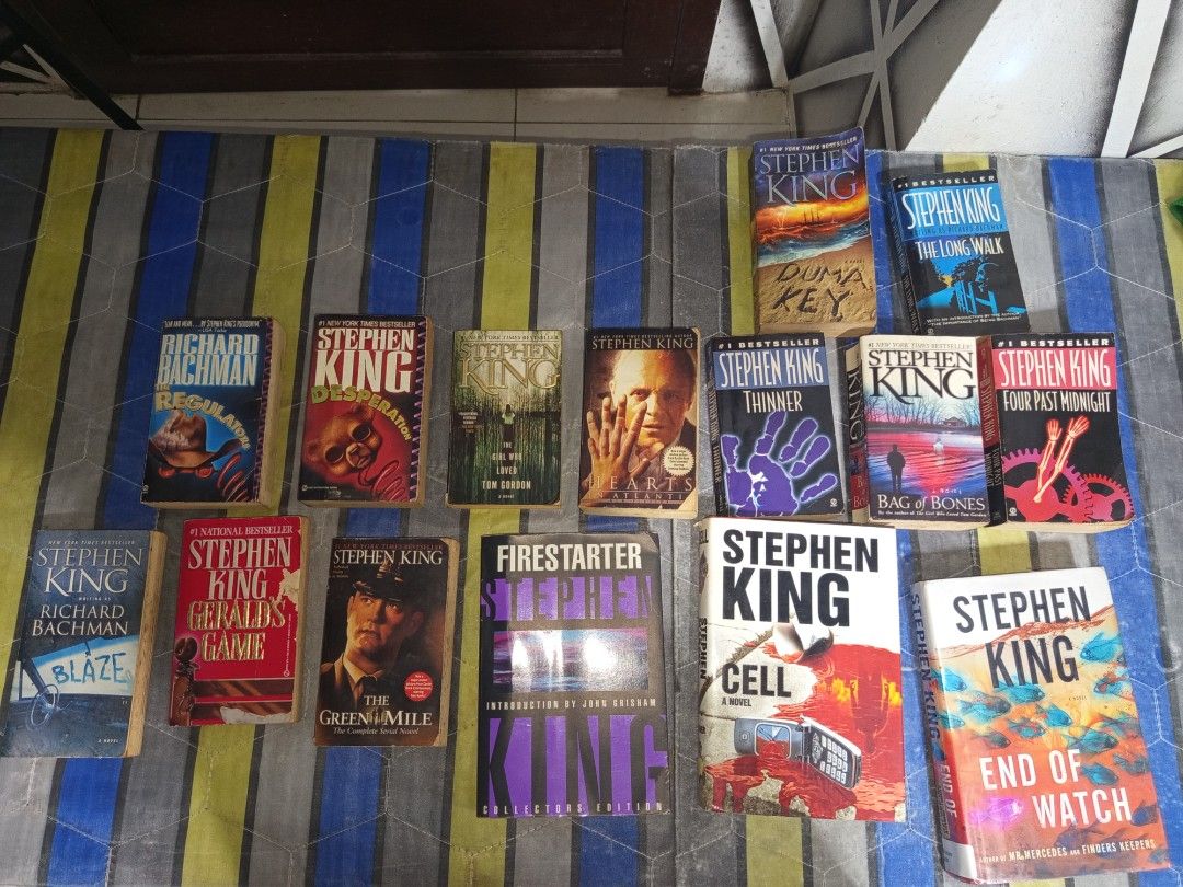 Stephen King Preloved Paperback Books Novels (Category: Storybooks) located in Rizal. Submitted by francisozo (Listing ID 1460108141, Image 1). Description: Selling my personal collection of Stephen King novels. Perfect for Constant Readers and book collectors! Condition varies from well-loved vintage to decently clean, crisp copies. PRICING LIST: • The Green Mile - ₱200 • Cell - ₱180 (RESERVED) • Duma Key - ₱180 • Blaze (Richard Bachman) - ₱180 