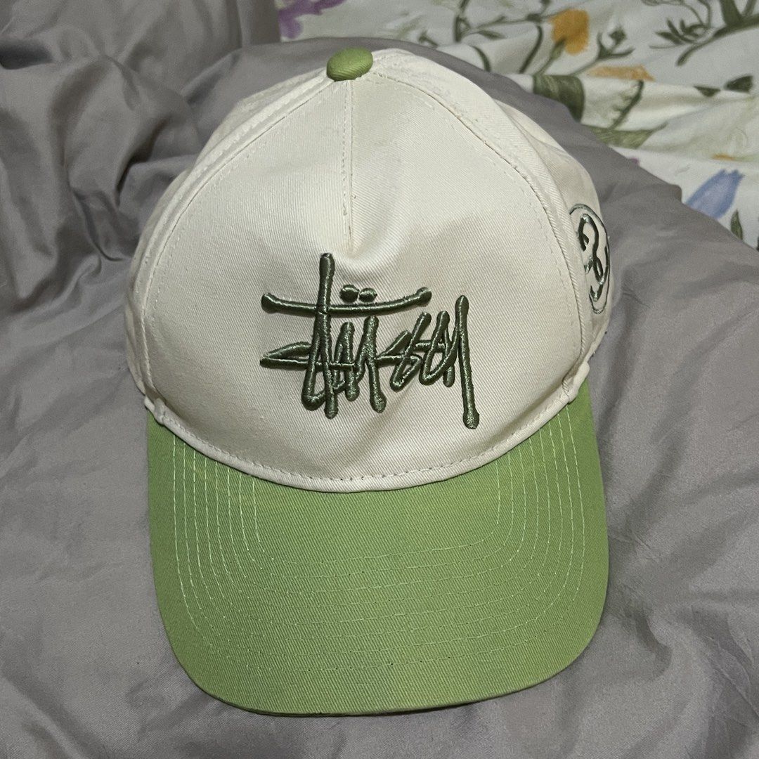 stussy light green + cream cap (Category: Caps & Hats) located in Baguio. Submitted by franniedoll (Listing ID 1460215616, Image 2). Description: - rfs: no longer use; collecting dust - flaws: 2nd photo there’s like a stain mark from washing it, otherwise all good - negotiable .