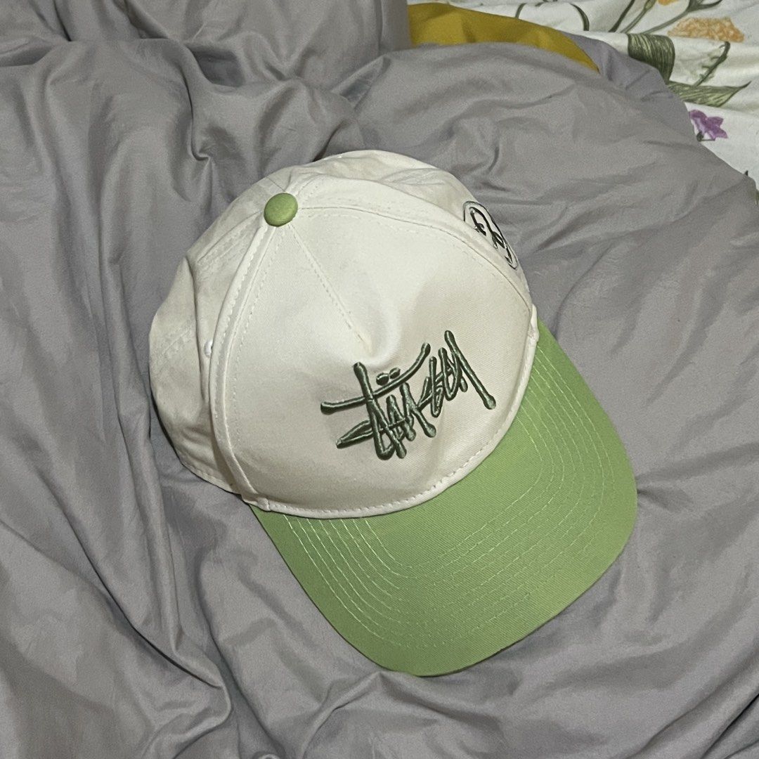 stussy light green + cream cap (Category: Caps & Hats) located in Baguio. Submitted by franniedoll (Listing ID 1460215616, Image 1). Description: - rfs: no longer use; collecting dust - flaws: 2nd photo there’s like a stain mark from washing it, otherwise all good - negotiable .