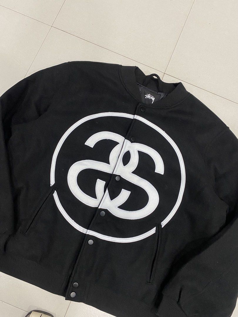 STUSSY VARSITY JACKET (Category: Coats, Jackets and Outerwear) located in Manila. Submitted by brndn.rgld (Listing ID 1460298146, Image 2). Description: SLIGHTLY NEGO FOR SURE BUYER 26 / 26 LIKE NEW NO ISSUE.