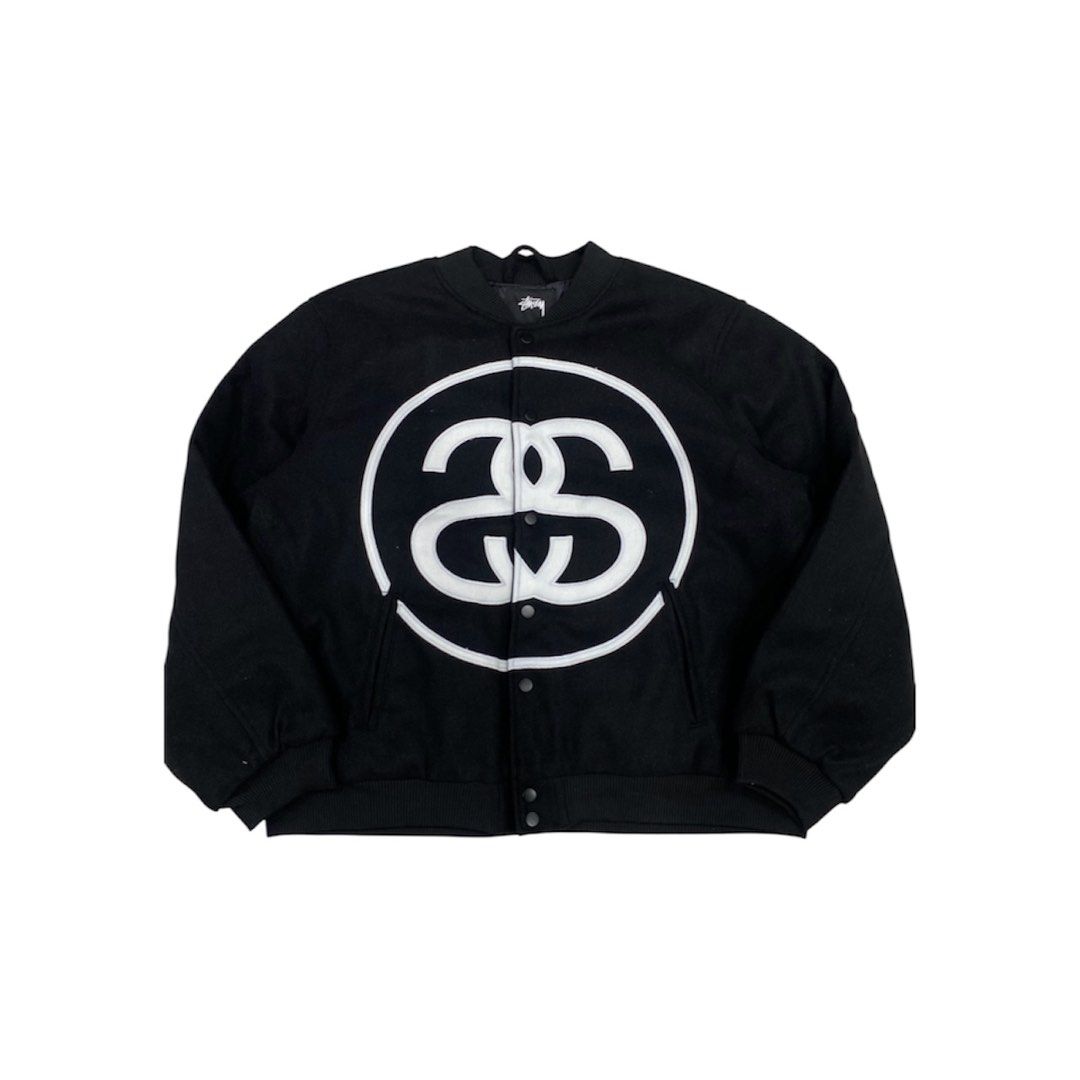 STUSSY VARSITY JACKET (Category: Coats, Jackets and Outerwear) located in Manila. Submitted by brndn.rgld (Listing ID 1460298146, Image 1). Description: SLIGHTLY NEGO FOR SURE BUYER 26 / 26 LIKE NEW NO ISSUE.