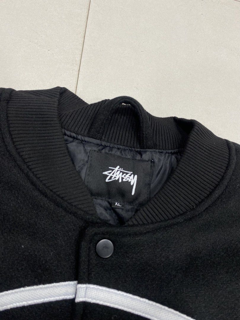 STUSSY VARSITY JACKET (Category: Coats, Jackets and Outerwear) located in Manila. Submitted by brndn.rgld (Listing ID 1460298146, Image 3). Description: SLIGHTLY NEGO FOR SURE BUYER 26 / 26 LIKE NEW NO ISSUE.