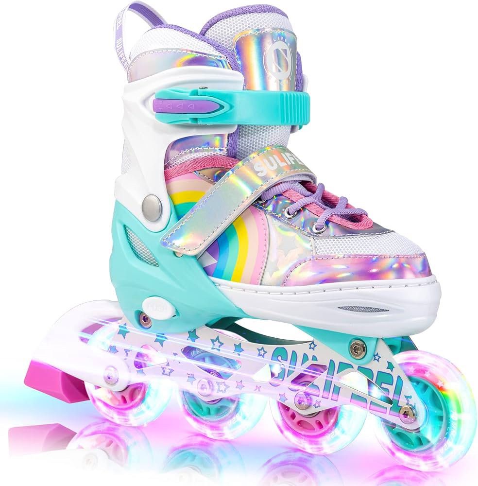 SULIFEEL Adjustable Rainbow Roller Skates with Light-Up Wheels (Category: Skates, Rollerblades & Scooters) located in Makati City. Submitted by dflim (Listing ID 1460290820, Image 1). Description: Brand New Sulifeel Children’s Adjustable Roller Blades Size 32-35 In very good condition; never used brand new Authentic Php 1.2k (sells for Php 2k+ on Amazon) Shipping c/o buyer Rfs: decluttering .