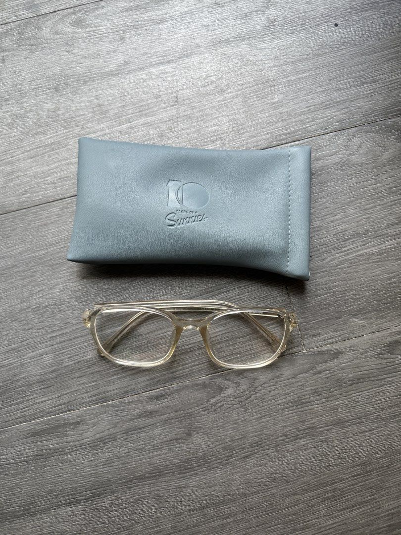 Sunnies Studios Sunglass & Spec (Category: Sunglasses & Eyewear) located in San Pedro. Submitted by hallyuniverseshop (Listing ID 1460123835, Image 1). Description: ☀️ Sunnies Studios Optical Frame Paige (Jellyfish) + Yellow soft sac (1,000.00) - Never been used ☀️ Sunnies Studios Baxter Square Sunglasses (Gold frame + Black lens) + Blue soft sac (500.00) - Never been used.