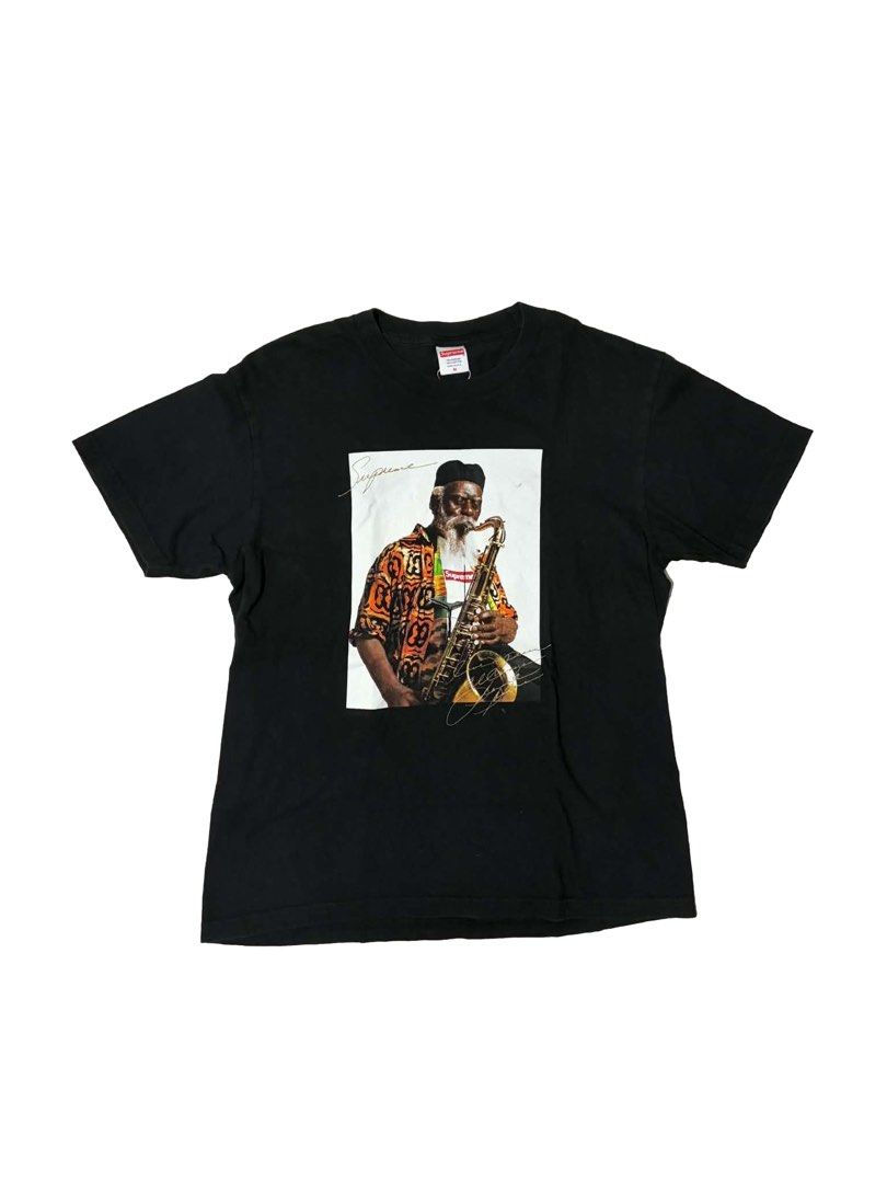 Supreme Pharoah Sanders (Category: Tshirts & Polo Shirts ) located in Manila. Submitted by swaaaaggy (Listing ID 1460197261, Image 1). Description: Supreme Pharoah Sanders Photo Tee Size M (20x27) Good Condition (black mark on graphic) Authentic ₱2,000 .