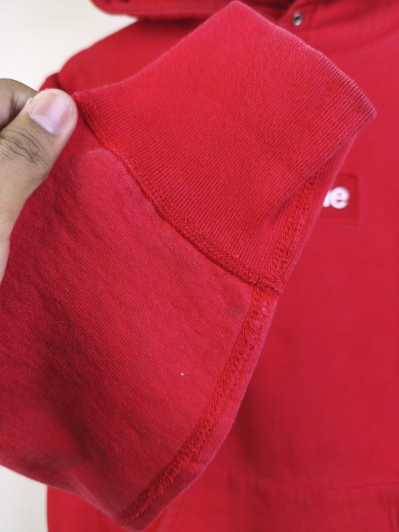 Supreme Red Box Logo Hoodie Medium Made in Canada (Category: Hoodies) located in Manila. Submitted by declutterpromax (Listing ID 1460197569, Image 3). Description: - Classic red Supreme hoodie - Iconic box logo on chest - Size: Medium - Made in Canada - Great for everyday wear - Don't miss out!.