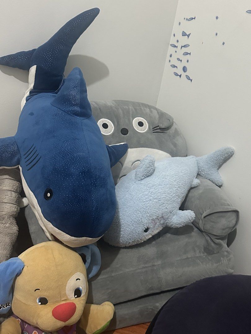 TAKE ALL BIFF STUFFIES (Category: Infant Playtime) located in Bulacan. Submitted by xcchris (Listing ID 1460128366, Image 3). Description: big elepant bought in ikea cost 1k na tje sofa set cause 6hundred the 2 sharky more that 5h and the bear not sure if this is working pa .