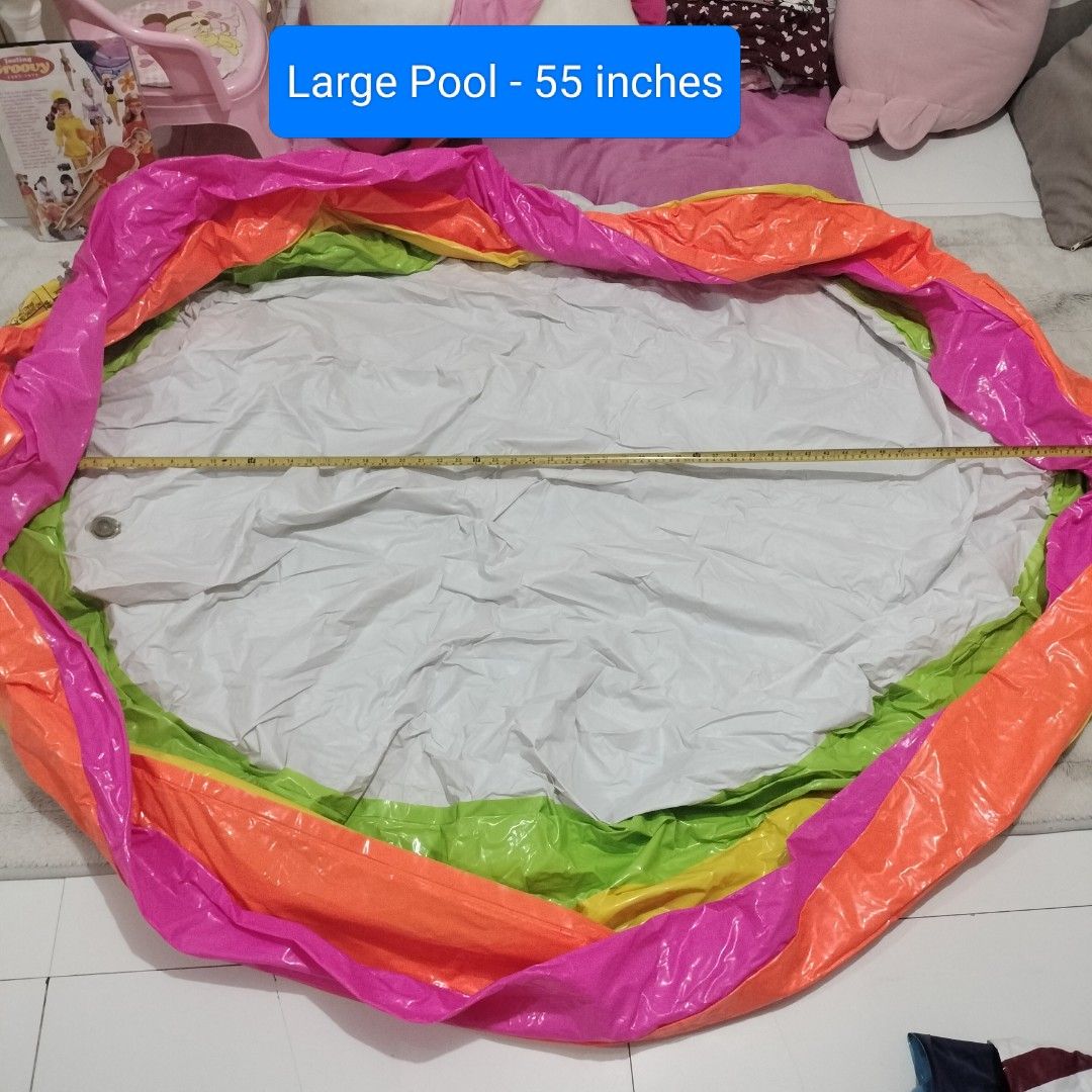 Take All Large Inflatable Pool, Inflatable Boat, Baby Float (Category: Infant Playtime) located in Imus. Submitted by viaysthriftshop (Listing ID 1460131795, Image 2). Description: ▪️Not tested, buy as is ▪️Personal preloved, no issue naman the last time we used these 2 summers ago but because these were stored for a long time na, DECLARED AS IS nalang po ▪️No visible punit but you can DIY repair in case there is a small hole INCLUDES: ▪️Large po