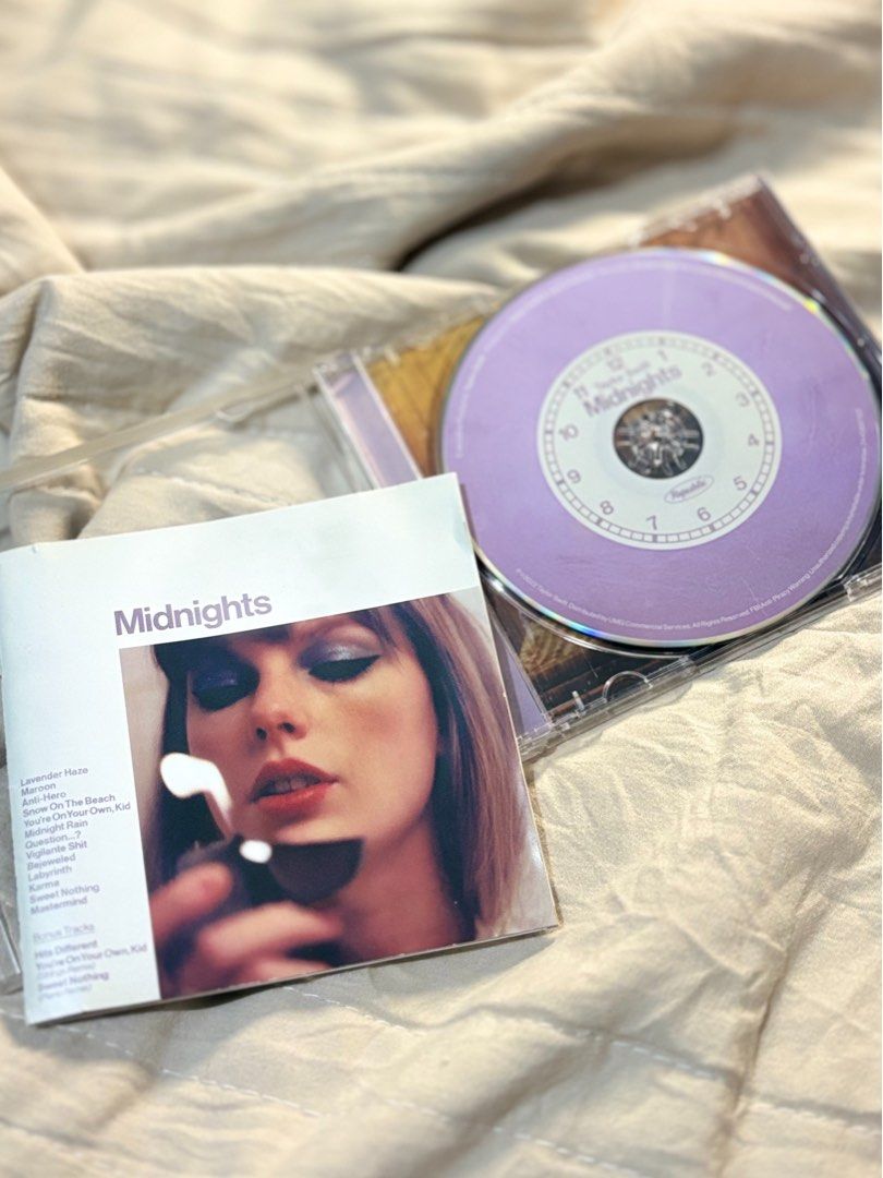 Taylor Swift Midnights Lavender Disc Editio (Category: CDs & DVDs) located in Caloocan City. Submitted by _jessicuhm (Listing ID 1460286145, Image 1). Description: Selling my Taylor Swift Midnights CD Album Lavender Disc Edition Includes 3 exclusive bonus tracks: Hits Different You’re On Your Own, Kid (Strings Remix) Sweet Nothing (Piano Remix) Condition: No longer sealed, but never used. With slight scratches on casing. RFS: Decluttering MOP: Gc