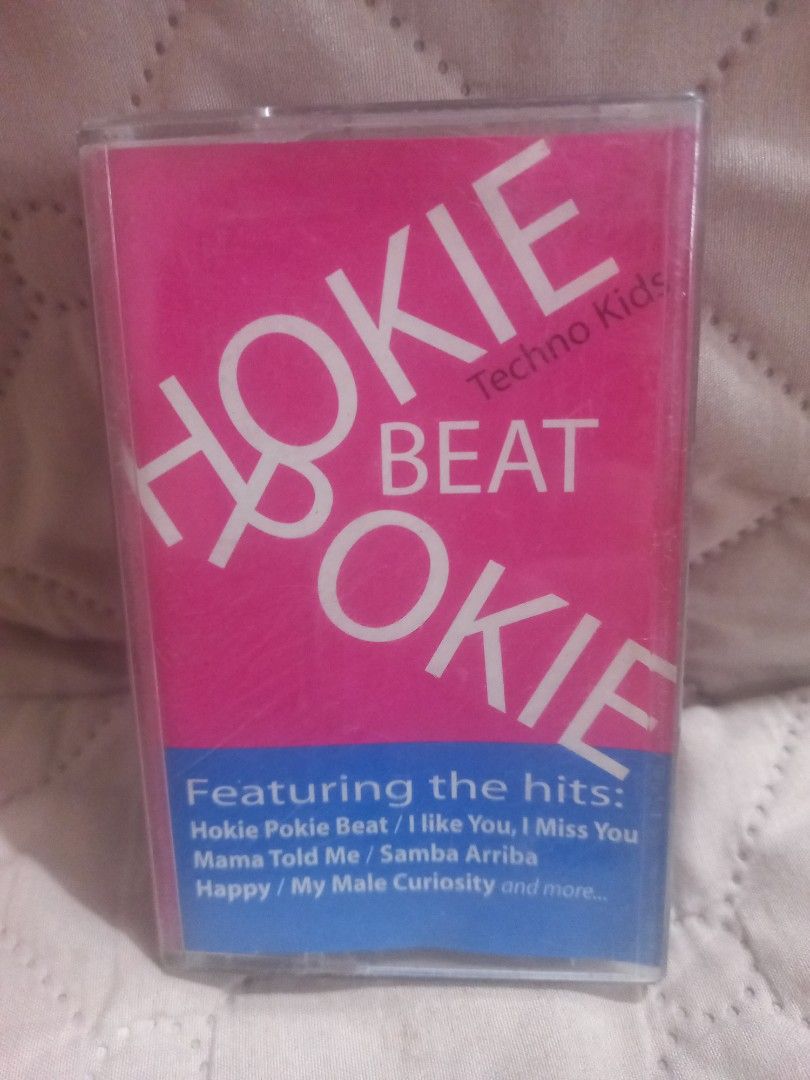 Techno Kids Hokie Pokie Beat Cassette Tape (Category: CDs & DVDs) located in Valenzuela. Submitted by retro.rush (Listing ID 1460174708, Image 1). Description: - Techno Kids Hokie Pokie Beat cassette tape - Features popular 90s dance hits - Includes songs: Hokie Pokie Beat, I like You, I Miss You, Mama Told Me, Samba Arriba, and Happy - Ideal for fans of 90s dance music.