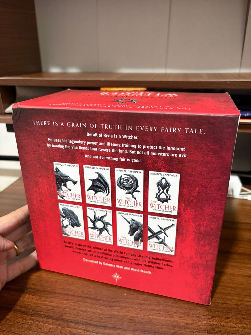 The Complete Witcher Series by Andrzej Sapkowski Box Set (Category: Storybooks) located in Manila. Submitted by kneon16 (Listing ID 1460289909, Image 3). Description: The Witcher Series Complete Book set / Box set 5.0k pesos Meetups SM Sta Mesa, Rob Magnolia Payment Gcash, Bank Transfer or Cash sa meetups..