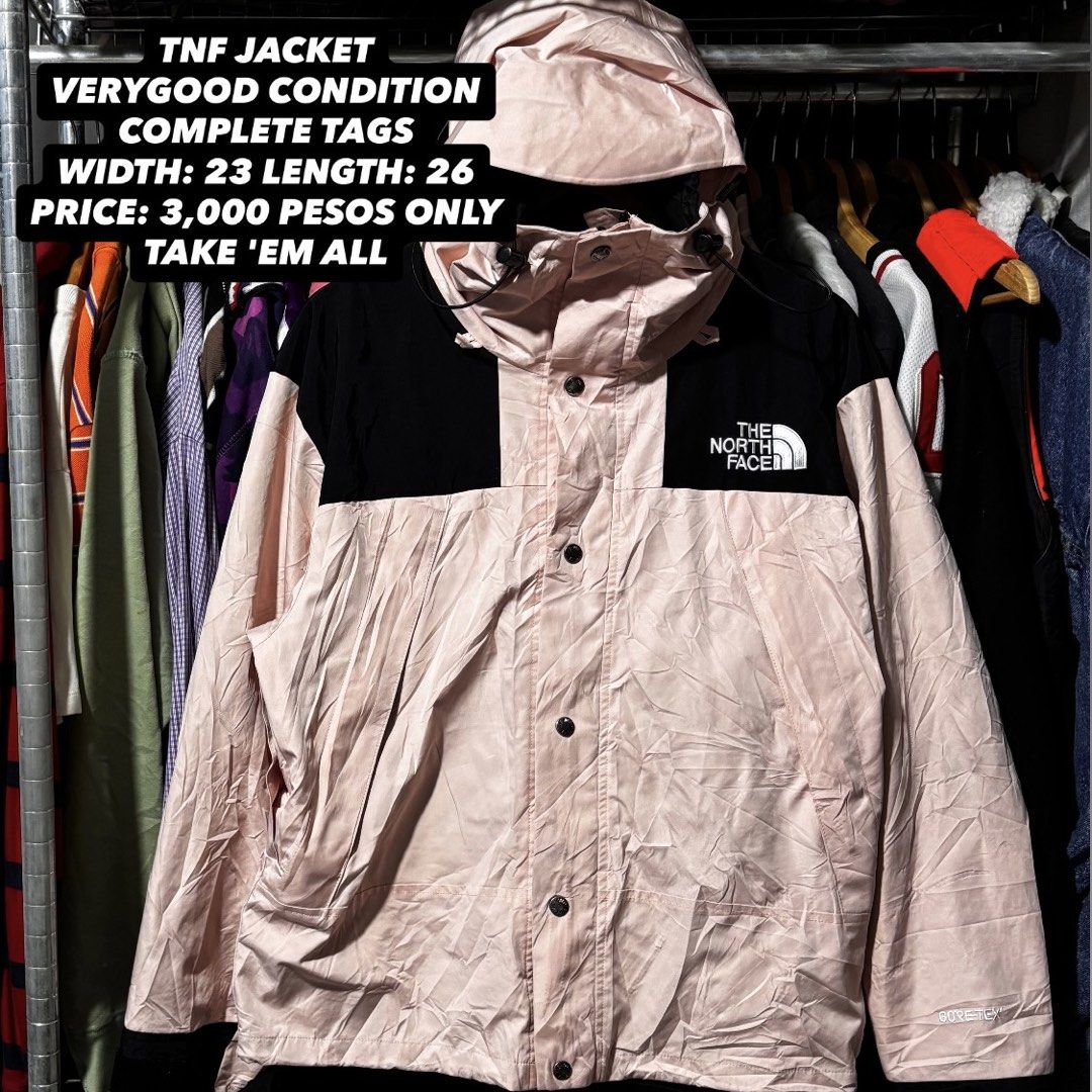 The North Face Gore-Tex Jacket Pink Black (Category: Coats, Jackets and Outerwear) located in Caloocan City. Submitted by bonsatocha43876 (Listing ID 1460252386, Image 1). Description: - Brand: The North Face - Color: Pink and Black - Condition: Very good, with complete tags - Measurements: Width 23 inches, Length 26 inches - Price: PHP 3,000.
