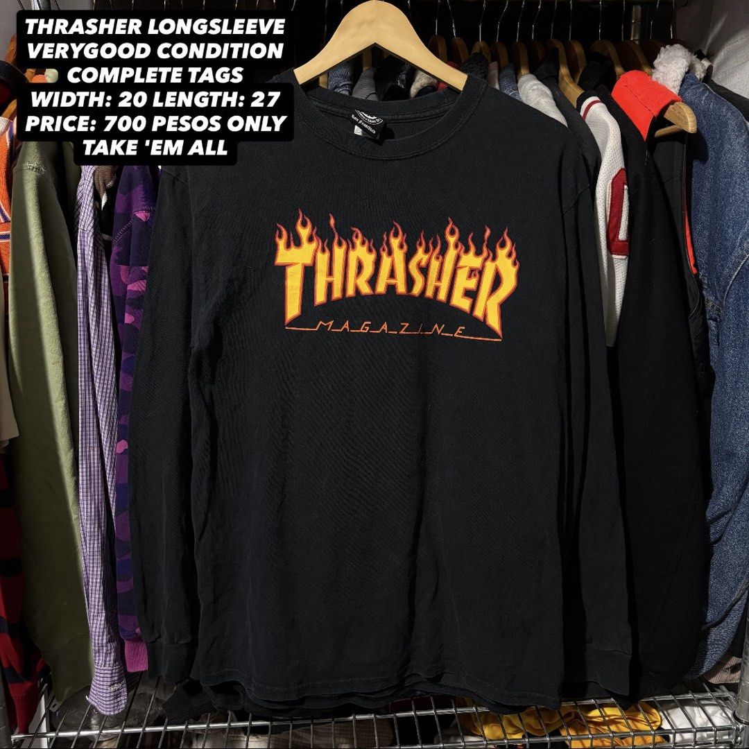 Thrasher Magazine Longsleeve Shirt (Category: Tshirts & Polo Shirts ) located in Caloocan City. Submitted by bonsatocha43876 (Listing ID 1460252516, Image 1). Description: - Authentic Black Thrasher Magazine longsleeve shirt - Features the iconic flame logo on the front - Size: 20 inches width, 27 inches length - Comes with complete original tags - Selling for only 700 pesos.