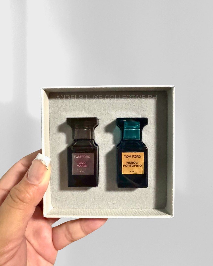 Tom Ford duo fragrance (Category: Fragrance & Deodorants) located in Pasig City. Submitted by lykaloves (Listing ID 1460303303, Image 1). Description: 𝐓𝐨𝐦 𝐅𝐨𝐫𝐝 𝐏𝐫𝐢𝐯𝐚𝐭𝐞 𝐁𝐥𝐞𝐧𝐝 𝐄𝐚𝐮 𝐝𝐞 𝐏𝐚𝐫𝐟𝐮𝐦 𝐃𝐢𝐬𝐜𝐨𝐯𝐞𝐫𝐲 𝐒𝐞𝐭 This Set Contains: - 2 x 0.1 oz/ 4 mL fragrances in Neroli Portofino and Oud Wood .