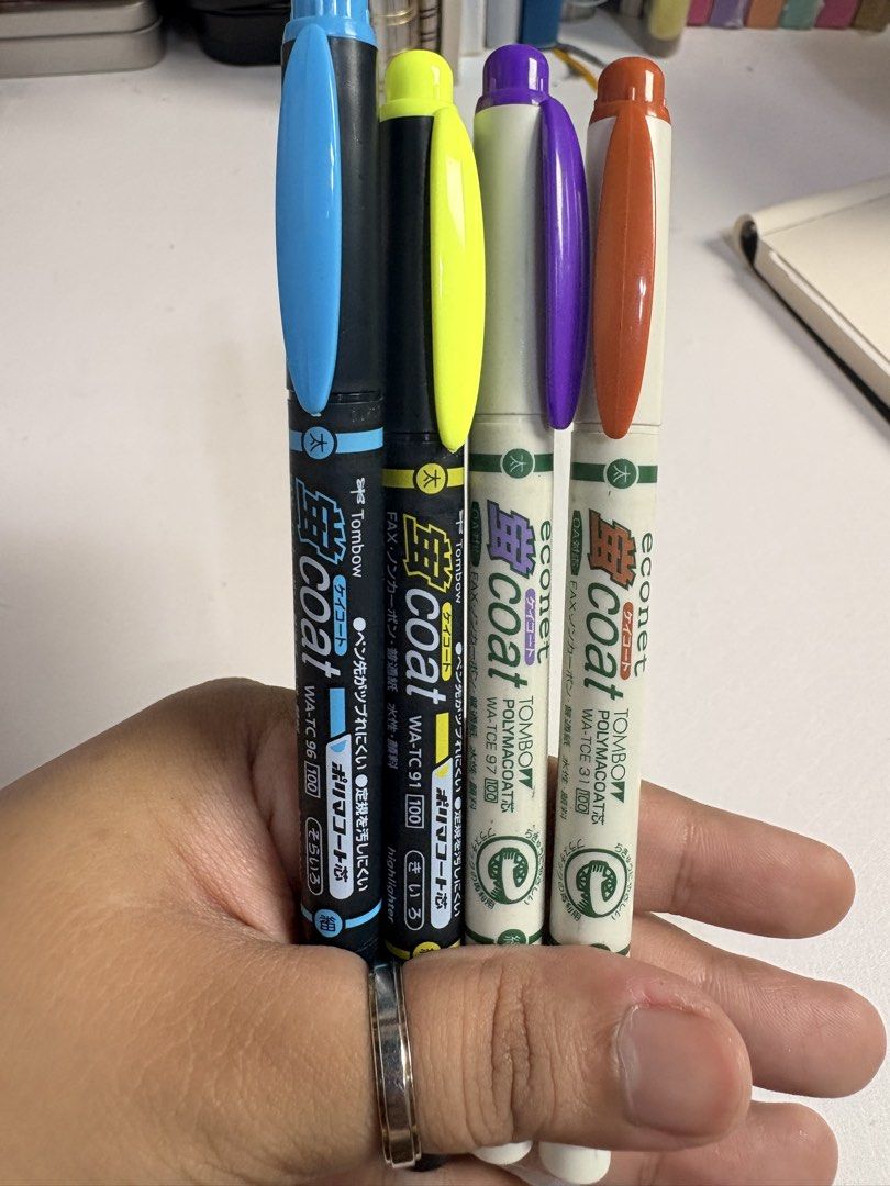 Tombow Coat Poly MACDmate Highlighters Set (Category: Craft Supplies & Tools) located in Pasig City. Submitted by purplewingsph1 (Listing ID 1460106029, Image 1). Description: - Set of 4 Tombow Coat Poly MACDmate highlighters PAYO Only. Strictly no COD. (Please view my Carousell profile for proof of legitimacy: purplewingsph1) Mode of payment: Gcash, Maya, or Bank transfer (Seabank or UB) Mode of Delivery: Buyer will shoulder shipping. Can do Sam