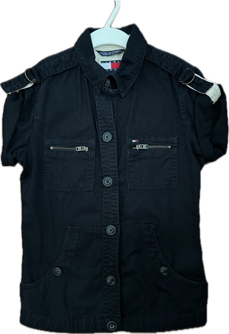 TOMMY HILFIGER UTILITY TOP / SHORT SLEEVE JACKET (Category: Shirts) located in Pasig City. Submitted by livebird-217e (Listing ID 1460135030, Image 1). Description: Authentic vintage Size XS women or tweens 12yo Bust 32” Waist 24” No issues .