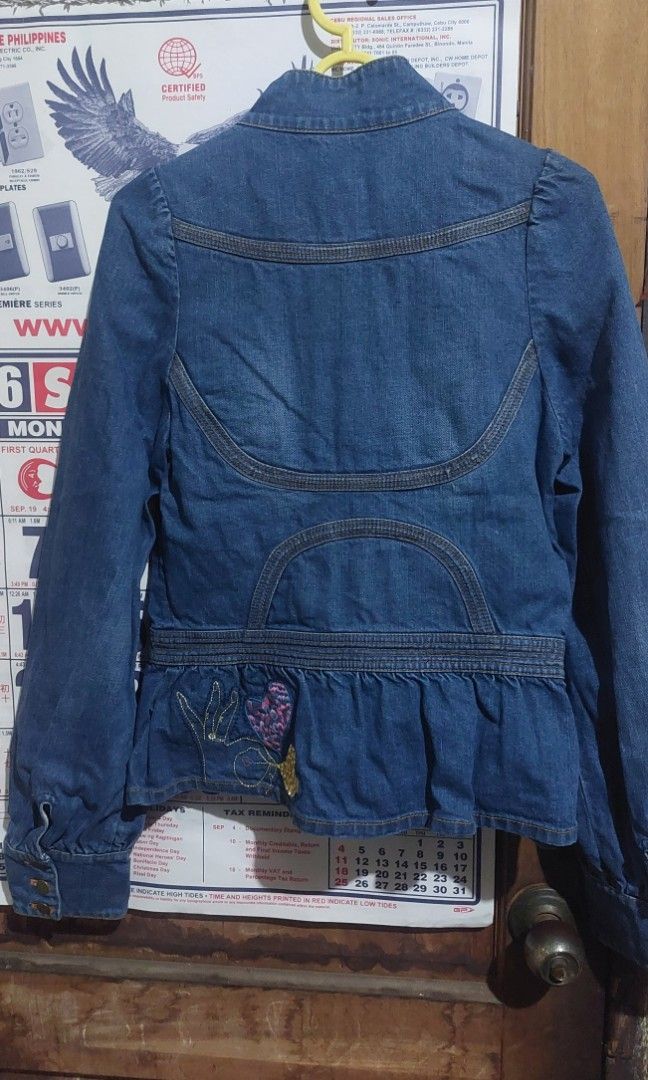 Tsumori Chisato Denim Jacket Rare (Category: Luxury Apparel) located in Manila. Submitted by myelite.otakuworld (Listing ID 1460275735, Image 2). Description: Own a piece of designer history from Issey Miyake former designer Tsumori Chisato Special cspsule archival piece. Indigo dyed, Made in Japan Unique embroidered details on selvedge denim Size 2 Women Tsumori Chisato buttons With handwarmers integrated in the design.