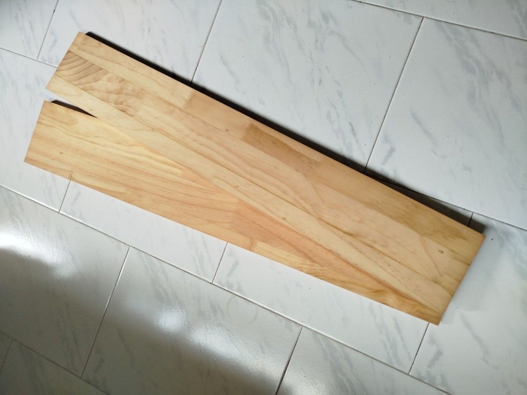 Solid Pinewood Planks (Category: Other Home Furniture) located in Singapore. Submitted by jesusreigns (Listing ID 1460177967, Image 1). Description: Selling some lightweight pinewood planks (not laminated chipboard). They have natural wood grain and are lightly varnished for longer lasting usage. Good for DIY projects or crafting. Let me know if you have questions. Dimensions (L x W x T): 1) 93 x 15 x 1.5cm ($15 for two planks) 2) 117 x 15 x 1.5c
