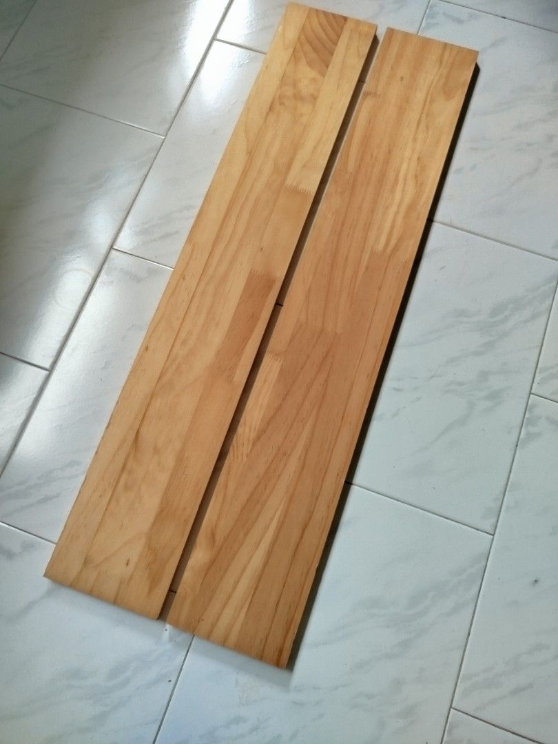 Solid Pinewood Planks (Category: Other Home Furniture) located in Singapore. Submitted by jesusreigns (Listing ID 1460177967, Image 2). Description: Selling some lightweight pinewood planks (not laminated chipboard). They have natural wood grain and are lightly varnished for longer lasting usage. Good for DIY projects or crafting. Let me know if you have questions. Dimensions (L x W x T): 1) 93 x 15 x 1.5cm ($15 for two planks) 2) 117 x 15 x 1.5c