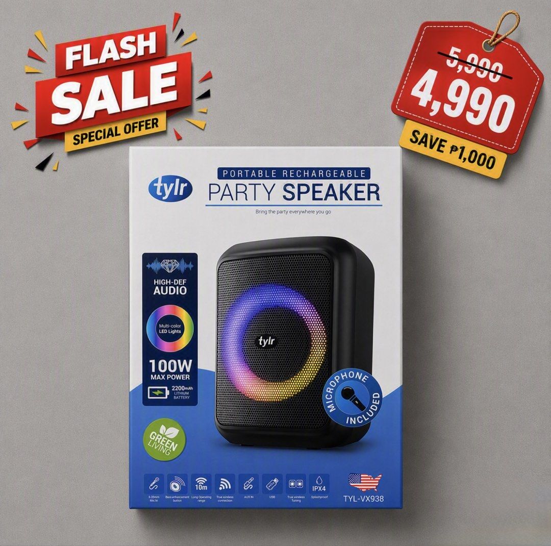 TYLR PARTY SPEAKER (Category: Soundbars, Speakers & Amplifiers) located in Pasay City. Submitted by leximrie (Listing ID 1460211746, Image 1). Description: .