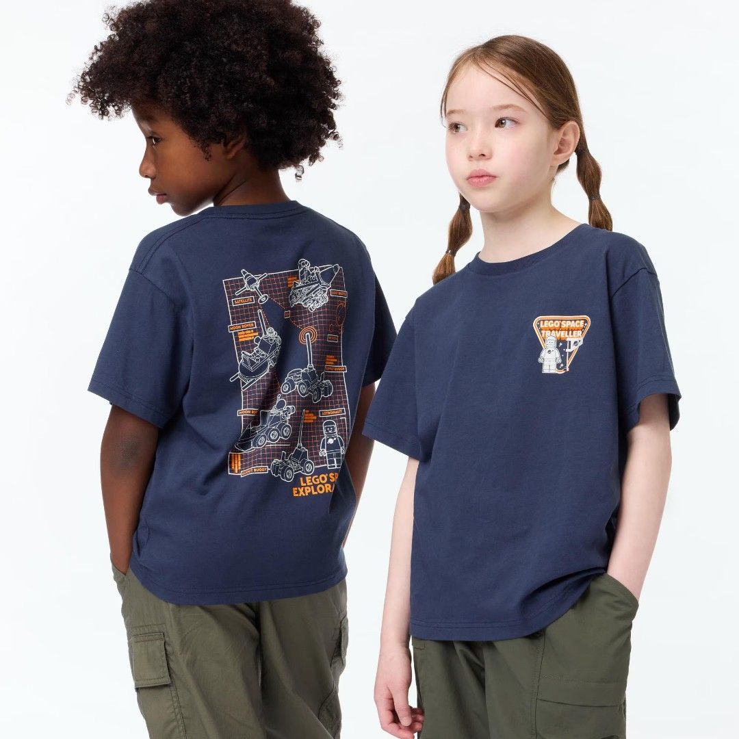 Uniqlo Kids T-shirts Bundle (2 pcs) (Category: Babies & Kids Fashion) located in Cavite. Submitted by helpusdeclutter (Listing ID 1460222280, Image 1). Description: Uniqlo Kids T-Shirts Store bought. In great condition Size 130. Can fit 6-8 years old Set of 2: - Includes: 1 plain pink tee - Includes: 1 navy blue tee with Lego Space Exploration graphic on back and Lego Space Traveller print on front Ideal for Lego fans Selling for P300 only..