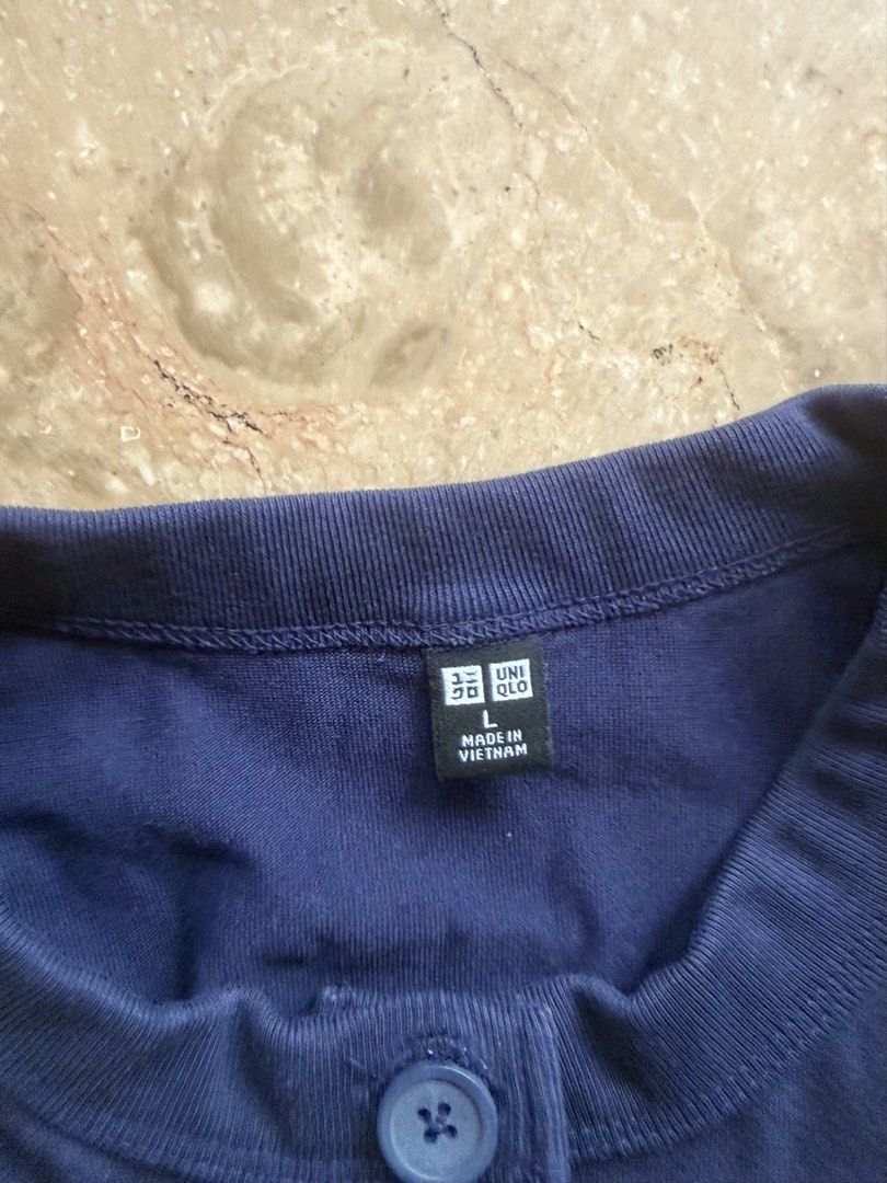 Uniqlo Navy Button Cardigan (Category: Coats, Jackets and Outerwear) located in Quezon City. Submitted by tidyup.lara (Listing ID 1460124347, Image 3). Description: Size L Bust 40”+ Waist 40”+ Length 26” Condition 8/10: used but in good condition .