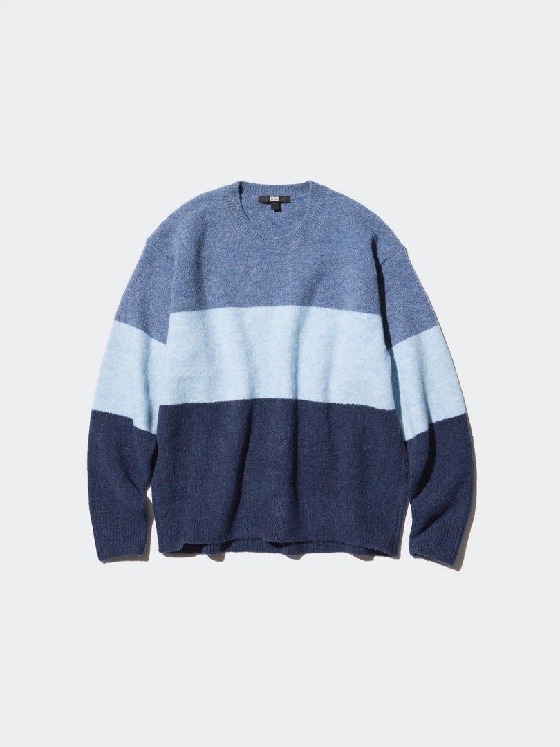 UNIQLO SOUFFLÉ YARN CREW NECK (Category: Coats, Jackets and Outerwear) located in Manila. Submitted by dianemae90804 (Listing ID 1460272590, Image 3). Description: UNIQLO Soufflé Yarn Crew Neck Sweater ✨ Condition: Like new ✨ Used only twice ✨ Size: Medium (M) ✨ Soft and cozy Soufflé Yarn material ✨ Blue / light gray / navy color-block design ✨ No major flaws, stains, or damage ✨ Authentic UNIQLO 📌 Selling because: rarely used / decluttering.