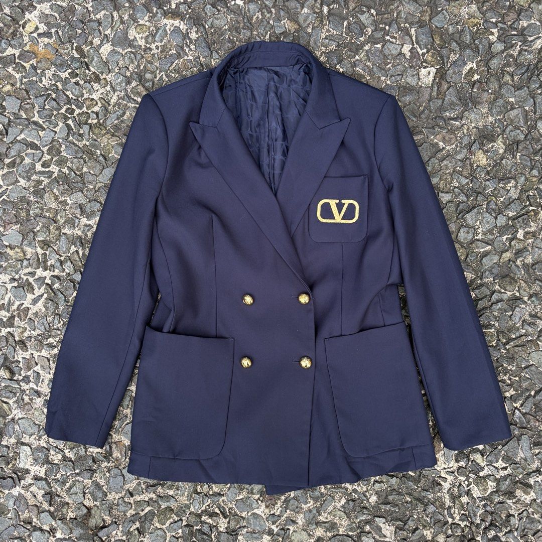 Valentino Double Breasted Gold Buttons Blazer (Category: Coats, Jackets and Outerwear) located in Manila. Submitted by stablesource (Listing ID 1460209324, Image 1). Description: Valentino Double Breasted Gold Buttons Blazer Size 40 Dimension: 19 Width 28 Length Missing Main Tag Kindly Check All Details Before Purchase🤝.