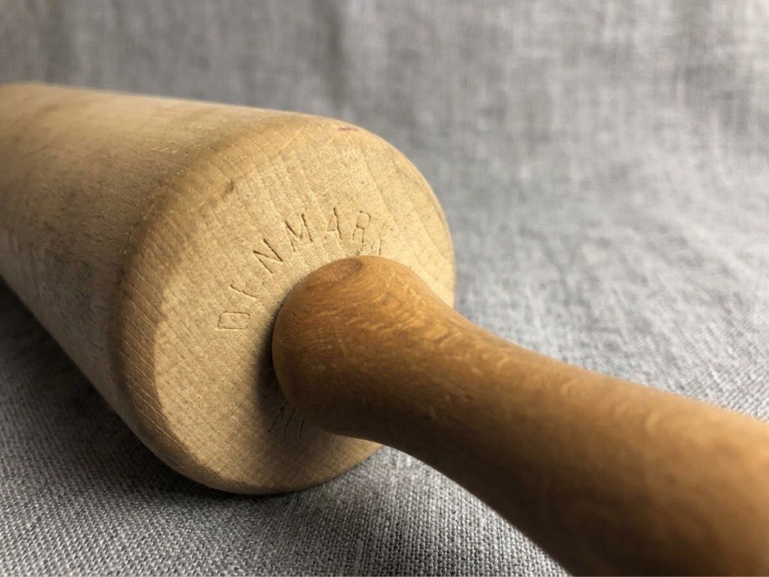 Vintage Danish Solid Beechwood Rolling Pin Authentic Made in Denmark Scandinavian Kitchenware (Category: Cookware & Accessories) located in Tagaytay City. Submitted by barenwolf (Listing ID 1460294127, Image 2). Description: Crafted in Denmark from solid European beechwood, this authentic vintage rolling pin captures the clean elegance of mid-century Scandinavian design. Featuring the original “MADE IN DENMARK” stamp pressed into the wood grain, 